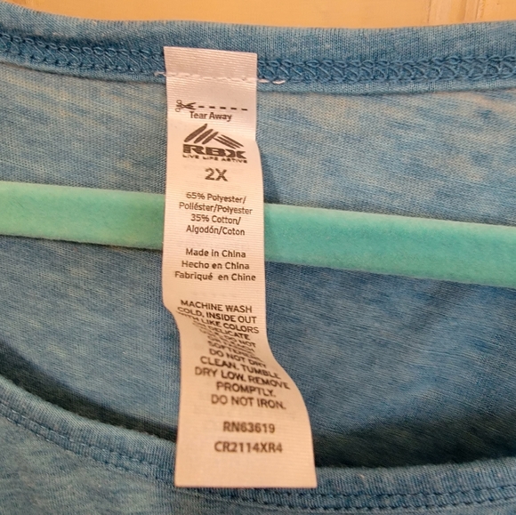 NWT Womens Plus sz 2X RBX Active Wear Athletic blue short sleeve Shirt - Picture 3 of 6